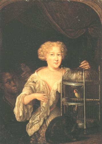 Pieter van Slingeland: Bildnis einer Dame mit Vogelbauer (Kat. Nr. 39)