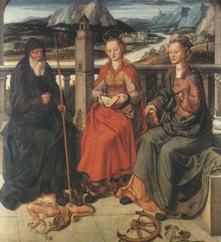 Die Heiligen Barbara, Antonius und Katharina    
