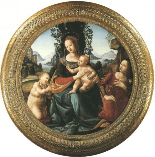 Maria mit Kind, Johannes und Engel    