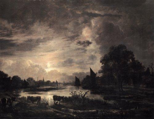 Kanallandschaft im Mondschein          