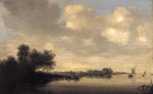 Kanallandschaft mit Fischerboot           