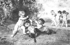 Satyrknaben und Mädchen nach der Traubenernte  