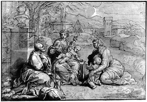 S&eacute;bastien Bourdon: Heilige Familie mit Elisabeth und ihrem Knaben