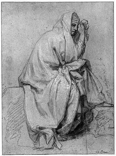 Charles Le Brun: Sitzende in Umhang